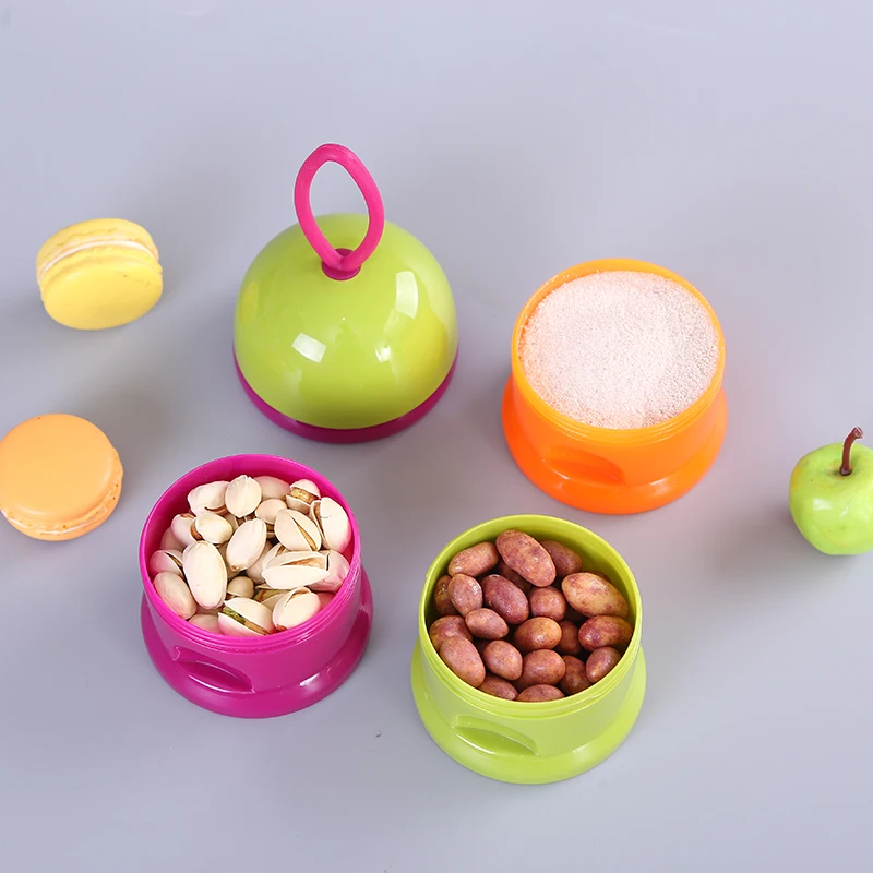 

Portable Rings Infant Baby Milk Container Kids Formula Milk Powder Box Three Grid Boxes Snacks Candy Supplies Box