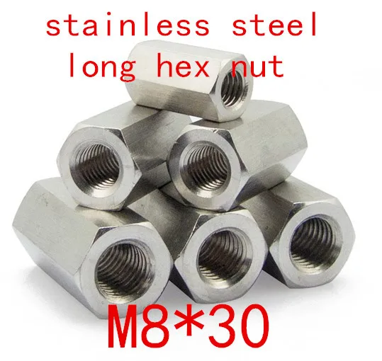 10pcs High Quality Stainless Steel M8*30 Extended Long Hex Nutin Nuts