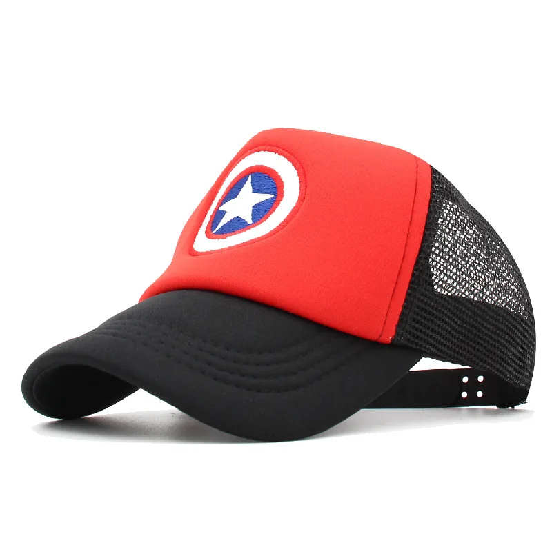 Бейсбольная кепка для детей, для мальчиков, Капитан Америка, Snapback, супергерой, летняя Солнцезащитная хип-хоп кепка, мультяшная, регулируемая, дышащая, уличная, аксессуар