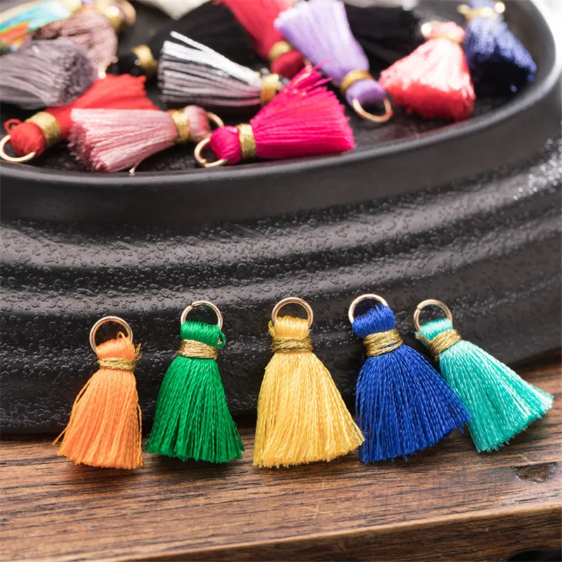 

10Pcs Gold Thread Mini Tassels Fringe Pendant DIY Material Color Small Tassels Trim Home Curtain Decor Tassels Ribbon With Loops