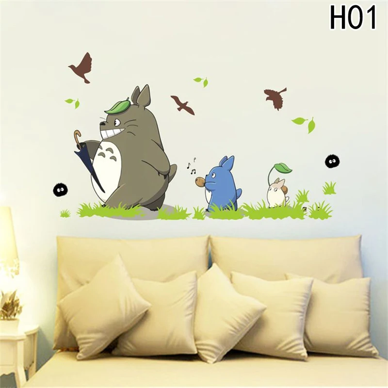 新しい漫画アニメーションビニールトトロ壁のステッカーカフェ バー 家の装飾ポスタートトロ壁紙 Totoro Wall Sticker Sticker For Kids Roomwall Stickers For Kids Aliexpress