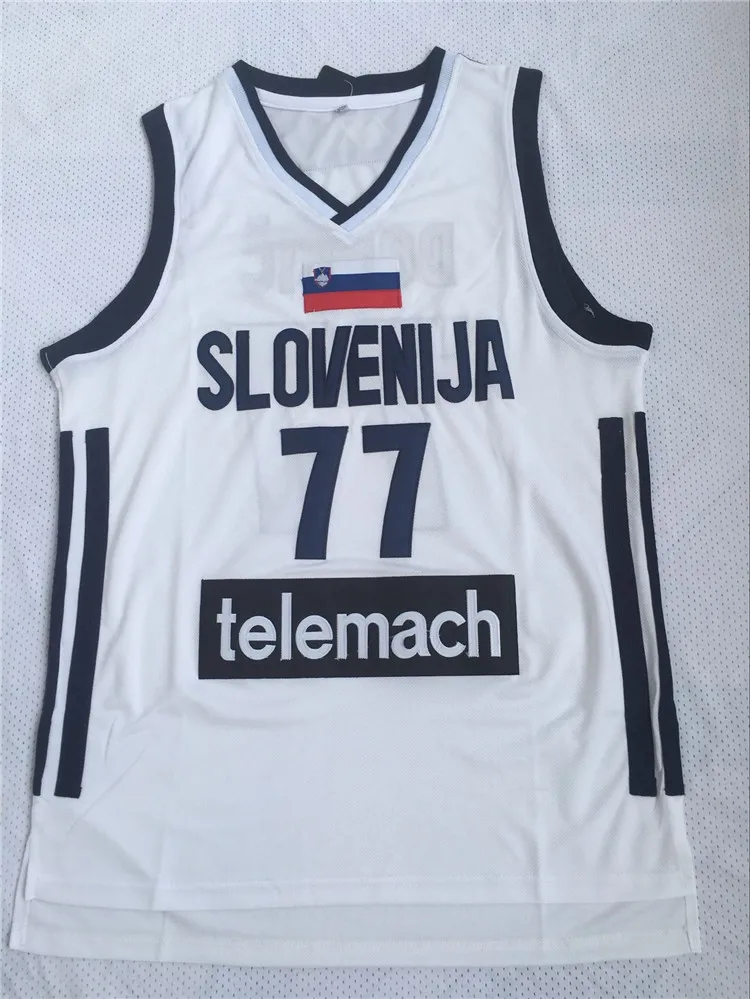 رجل #77 لوكا Doncic جيرسي رخيصة إرتداد كرة السلة جيرسي slovenija فريق ريترو مخيط قمصان سلة قمصان رياضية