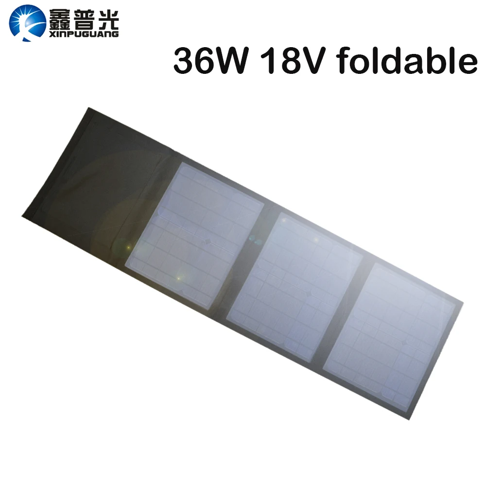 

Xinpuguang 36W 18V Folding Solar Panel Flexible Portable Solar Panel Charger USB DC Output for 12V Battery Phone Tablet Camping