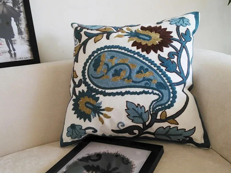 Наволочка для подушки с вышивкой, Высококачественная хлопковая наволочка, вышитая наволочка в богемном стиле, цветочные цветы, слон, наволочки для дивана
