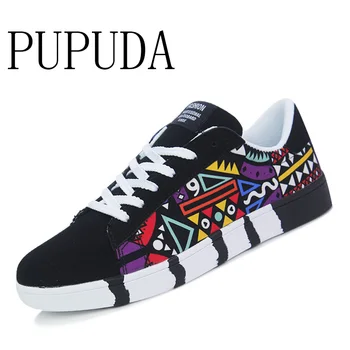 

PUPUDA New Casual Sneakers Men Summer Fashion Cheap Canvas Shoes For Students Wide Lace Up Trend Causal Shoes Male 2019
