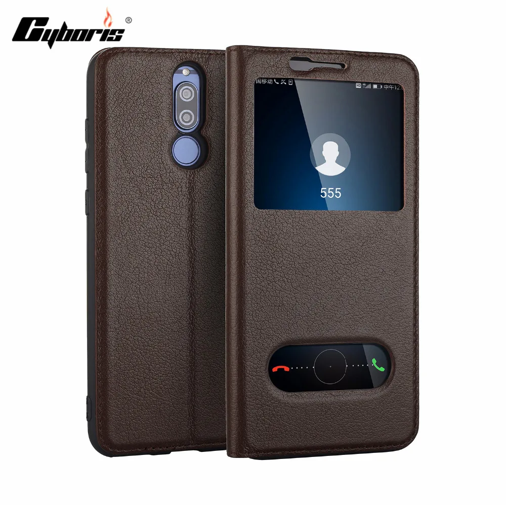 Cyboris Чехлы флип Пояса из натуральной кожи чехол для Коврики 10 Lite/maimang 6 двойной Вид из окна магнит чехол для Huawei nova 2i