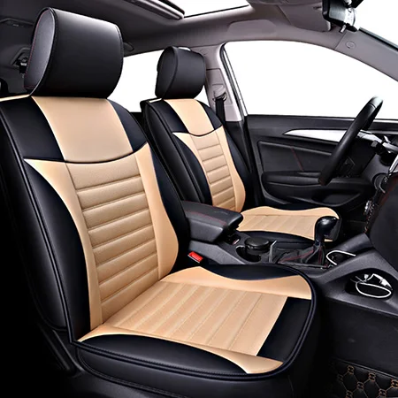 Передняя+ задняя) Специальные кожаные чехлы для автомобильных сидений для Nissan Qashqai Note Мурано МАРТА Teana Tiida Almera X-trai автомобильные аксессуары - Название цвета: Beige Standard
