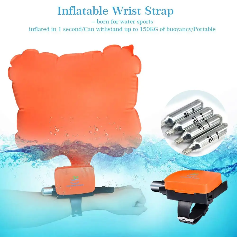 

Anti-drowning Wristband Bracelet Portable Floating Wristband Swimming Safety Device Wearable Inflatable Gasbag with 4 Cartridges