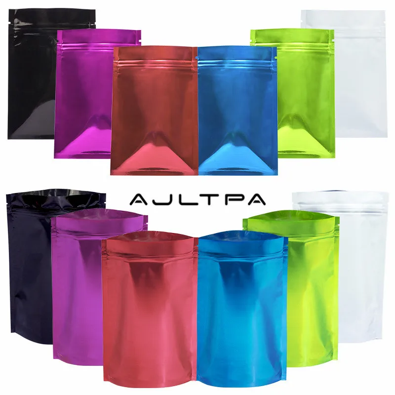 

2000pcs Colored Stand Up Zip lock Foil Pouch Aluminum Foil Standing Pouch Food Storage Stand Up zip lock Bags Factory wholesale
