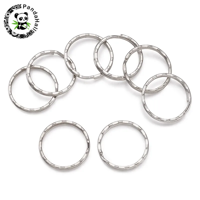 200pcs Pandahall 25mm Iron Round Double Loop Key Ring for Keychain DIY Making Golden Platinum |