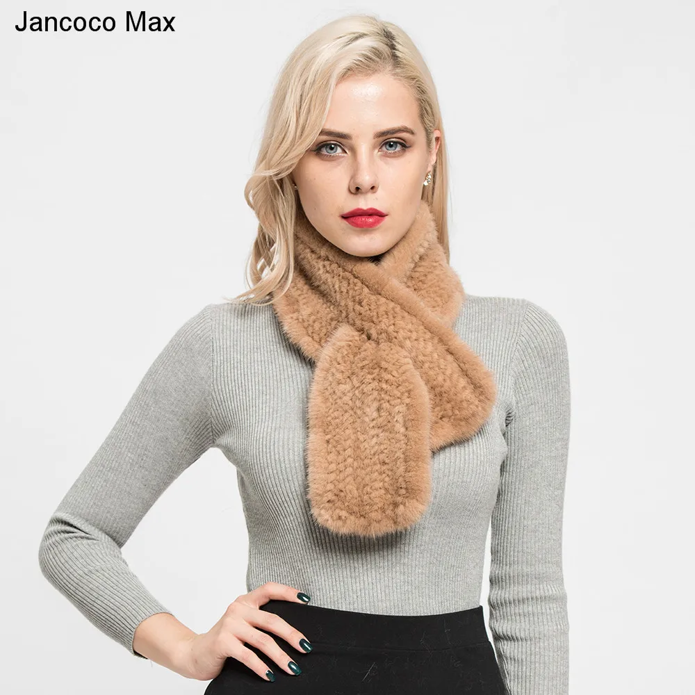 

Real Mink Fur Knitted Scarf Women Winter Shawl Top Quality Ladies Wrap Retail / Wholesale S7106