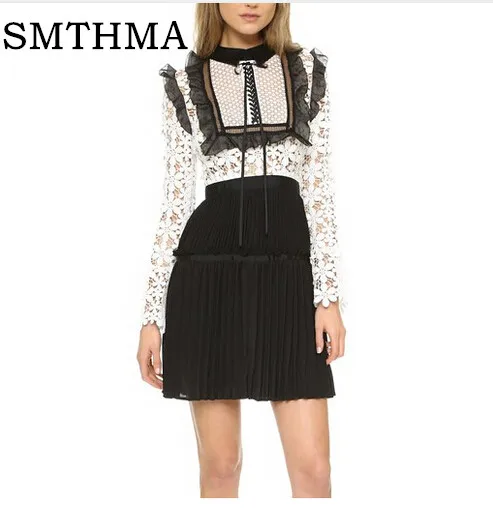 

SMTHMA 2019 spring and winter self portrait Dress Women's Runway flower lace Patchwork dress