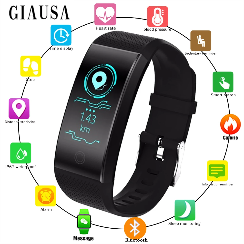 

Bluetooth QW18 SmartBracelet Heart Rate Monitor IP68 Waterproof Color Screen Fitness Tracker Band Watch Outdoor Sports Wristband