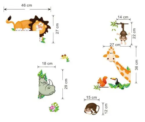 Милые животные, настенные Стикеры, зоопарк, тигр, Сова, черепаха, дерево, лес, виниловые художественные наклейки на стену, цветные ПВХ наклейки, декор для детской комнаты