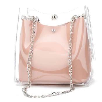 

5PCS / LOT Fashion Women Transparent Bag Clear PVC Small Tote Messenger Bags Laser Holographic Shoulder Bag Female