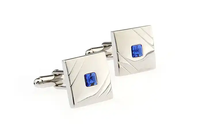 SUNNYLINK мужские запонки серебряные с синим кристаллом для рубашки J1106|crystal cufflinks|blue