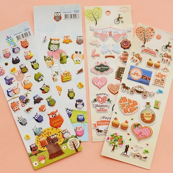 

1pack/lot Cute 3D Love OWL Valentine Series Foam Sticker DIY Note sticker Decoration label Multifunction
