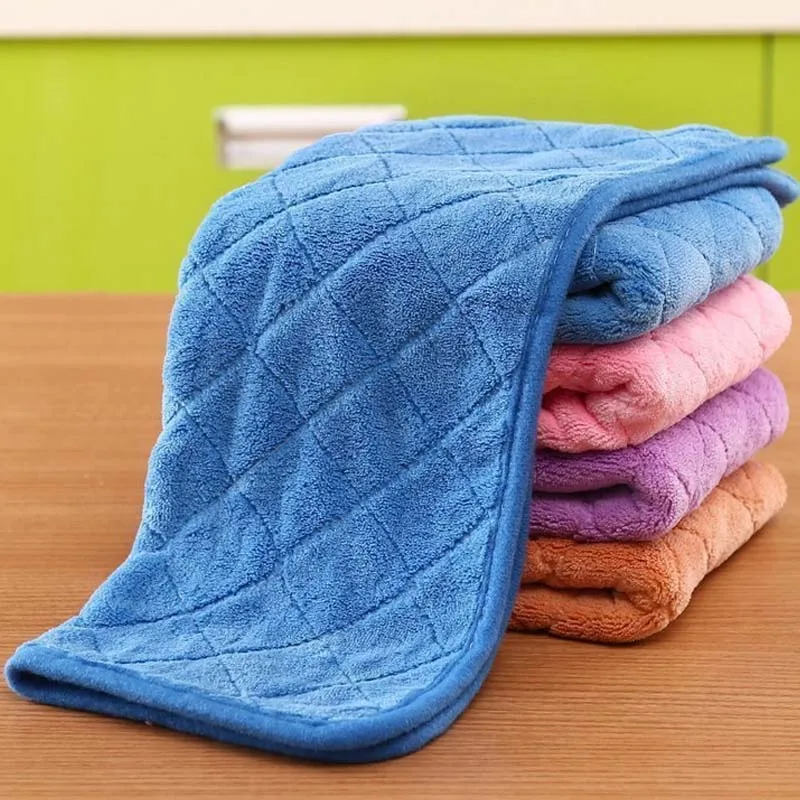 10 Pieces Microfiber Kitchen Durable Pearl Cleaning Cloth Set Dish Washing Towels Absorption