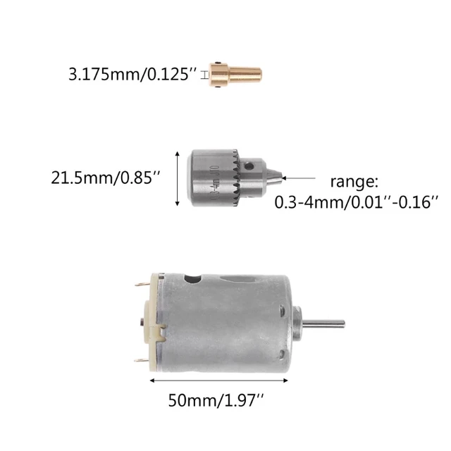 Motor Drill Chuck Clamp 0.3mm-4mm Taper With Key 3.17mm Shaft Connecting Rod Set