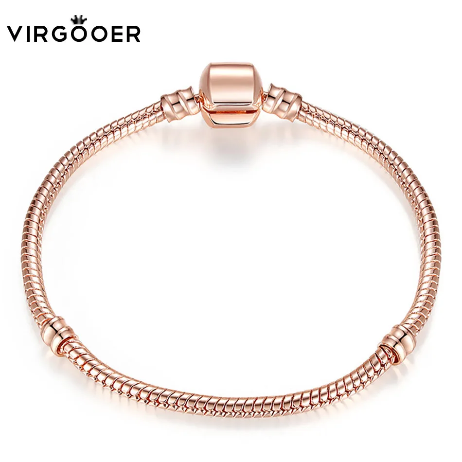 

Virgooer Bracelet Charms Rose Gold Snake Chain Bracelet Pulseira Lobster Fit Pandora Making Jewelry Diy Collier Et Bracelet Femm