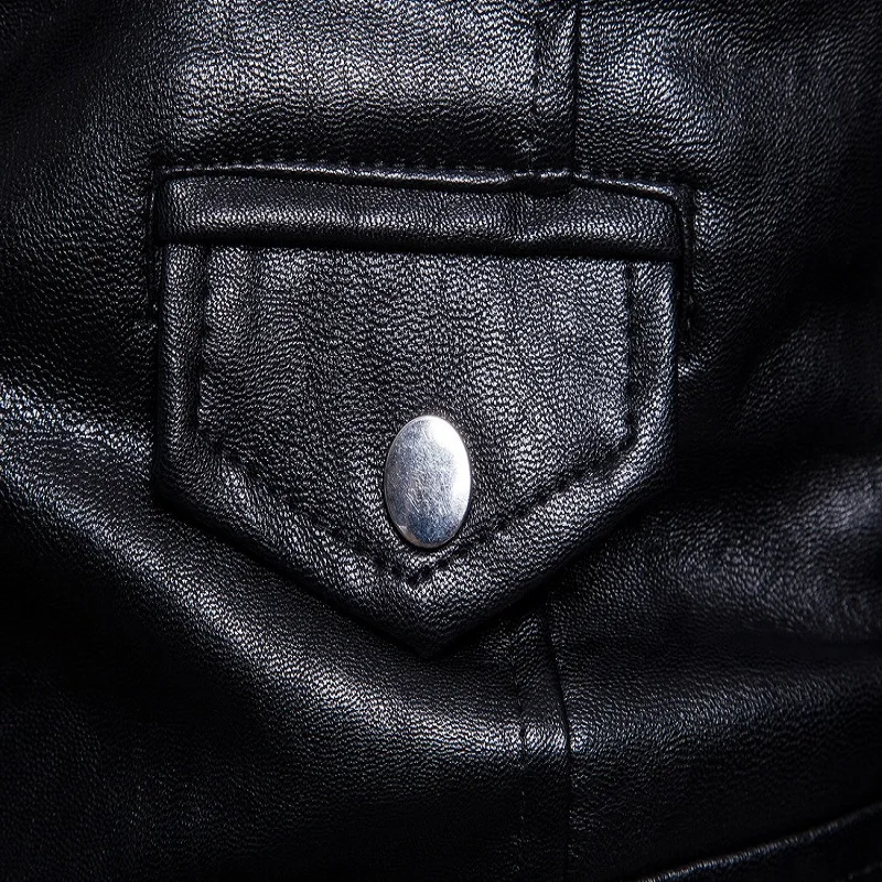 Leather Jacket Men's Black Large Size Leather Jacket Motorcycle Pilot PU Leather Jacket Fashion Men's Jacket M-5XL-B029