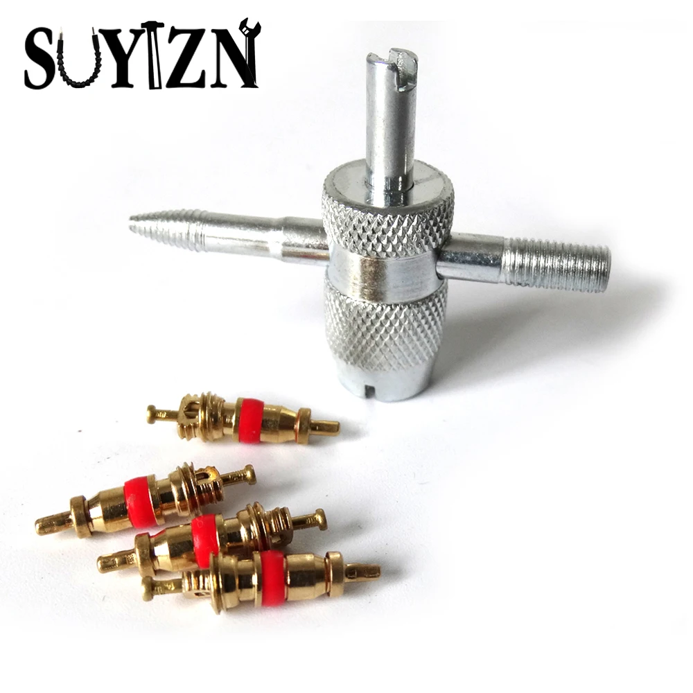 R134a Air Conditioning Moto Car Truck Bike 4 WAY Tire Valve Repair Tool