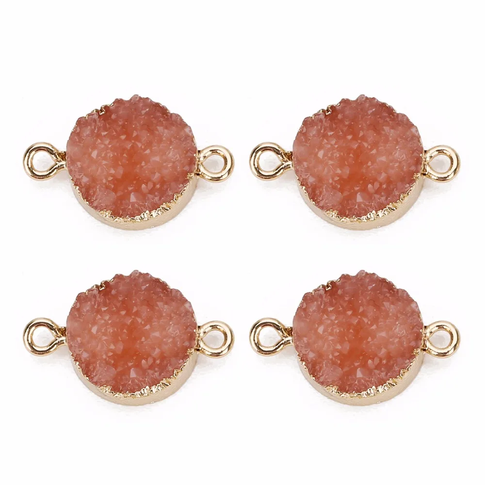LOULEUR 5pcs/lot Colorful 13.5mm Faux Druzy Resin Charms Pendant Round Connectors For Women DIY Earrings Jewelry Making Findings