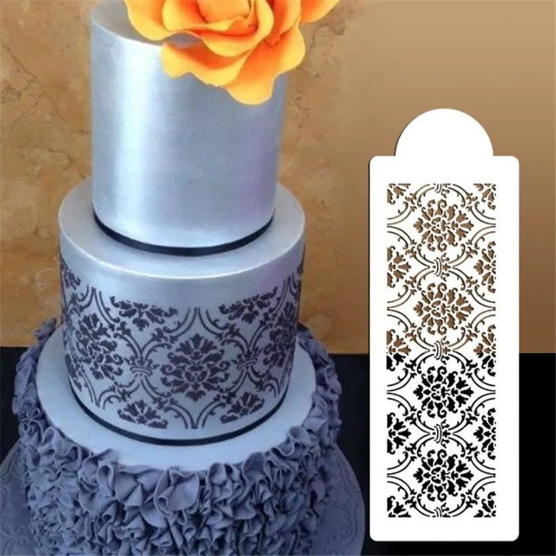 

Damask Lace Border Cake Side Cupcake Cake Decorating Tool Stencil Sugarcraft Decoration Mould Baking Tool Kitchen Accessories