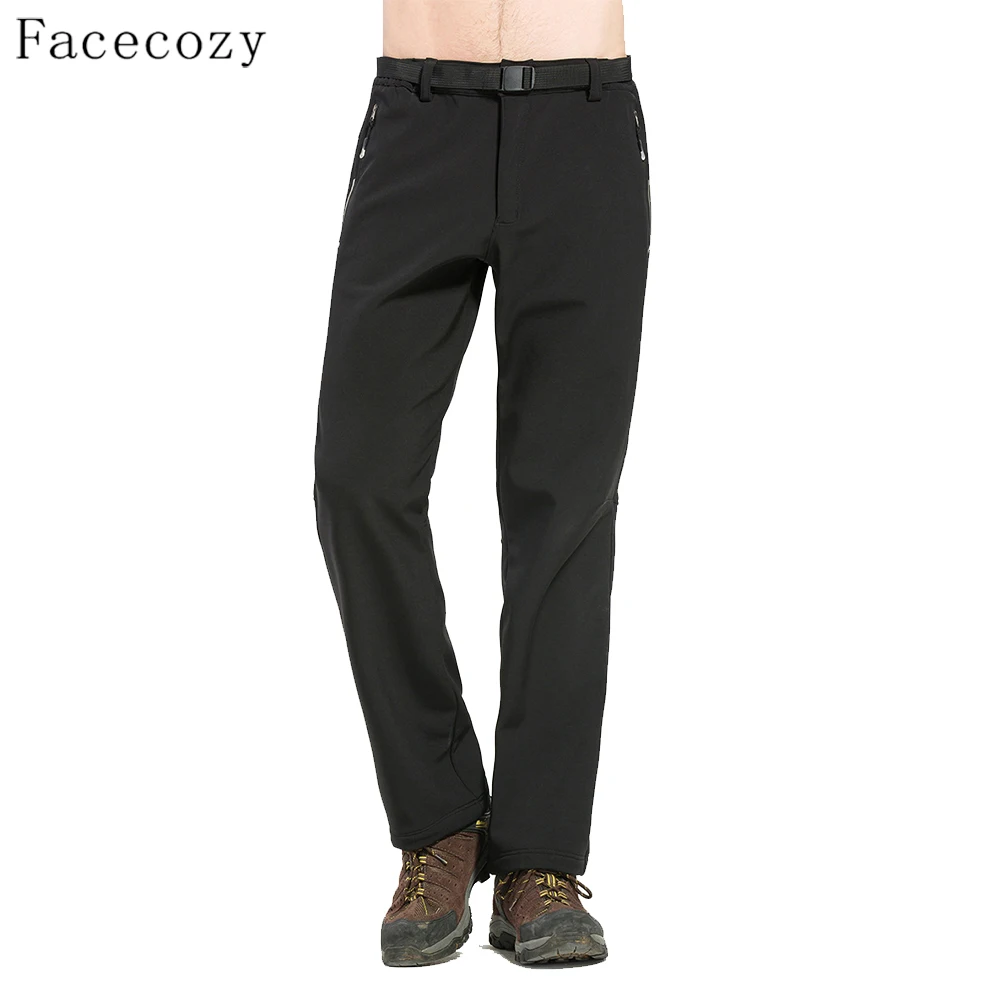 

Facecozy Men Winter Outdoor Sports Thermal Trouser Windproof Hiking Softshell Fleece Long Pants