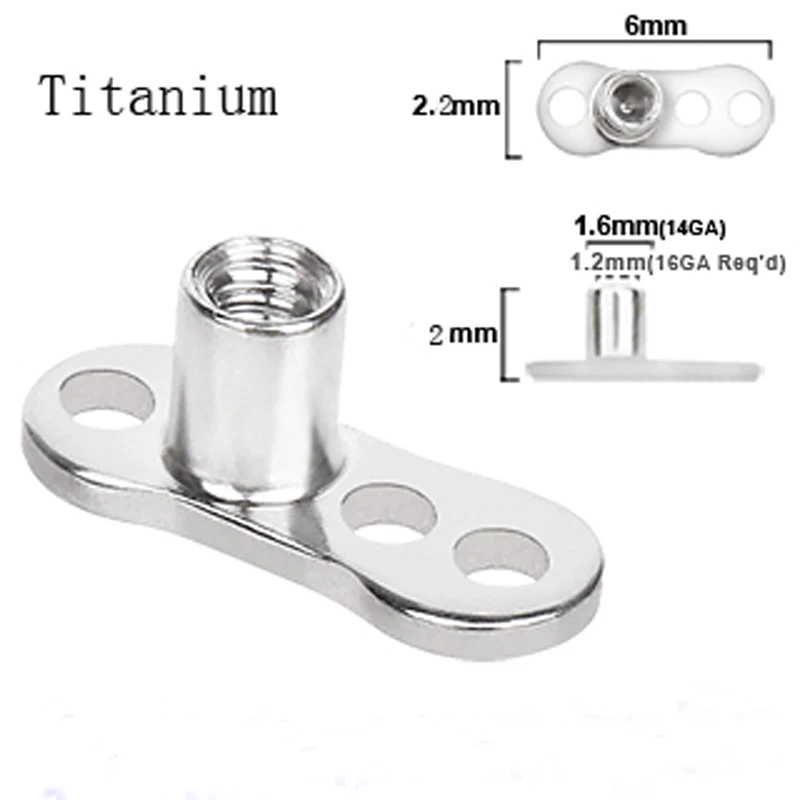 

10pcs/lots G23 Grade Titanium Dermal Base with 3 hole skin diver base Piercing Body Jewelry 1.6*2 mm wholesale