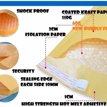 140*160 мм золото желтая Крафтовая бумага почтовый конверт/Ударопрочность пузырь мягкая крафт-бумага почтовый мешок конверт с пузырчатой пленкой 100 шт