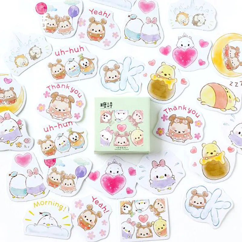 

45Pcs/box Children Cartoon Egg Bear Paper Sticker Decoration DIY Diary Scrapbooking Seal Sticker Kawaii Stationery