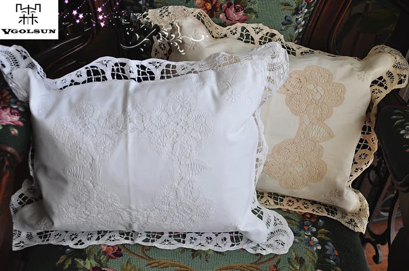 

VGOLSUN 100% Cotton Handmade Batternbug Lace Embroidery Kids Pillow Case