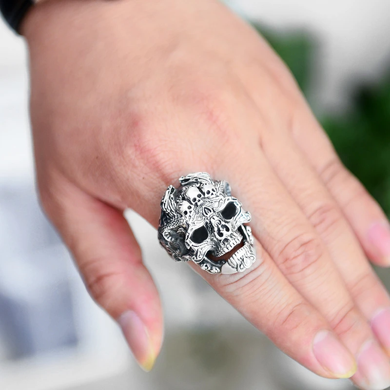 Панк байкерское кольцо с черепом для мужчин, нержавеющая сталь, уникальные Панк мужские крутые ювелирные изделия, винтажное Ювелирное кольцо с изображением мотоцикла