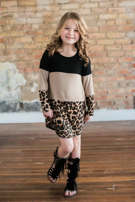 Для мамы и дочки комплекты для маленьких девочек американской моды пантера печати мама детская родитель-ребенок платье Семья подходящая