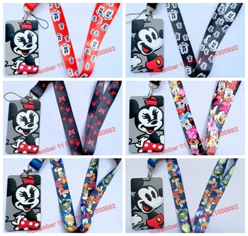 

20Pcs cartoon Minnie lanyards with id card badge holder Key Neck Strap kids gifts ER-126