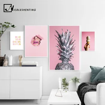 

NICOLESHENTING Pineapple Inspirational Qutoe Wall Art Canvas Poster Nordic Prints Abstract Painting Wall Picture for Living Room