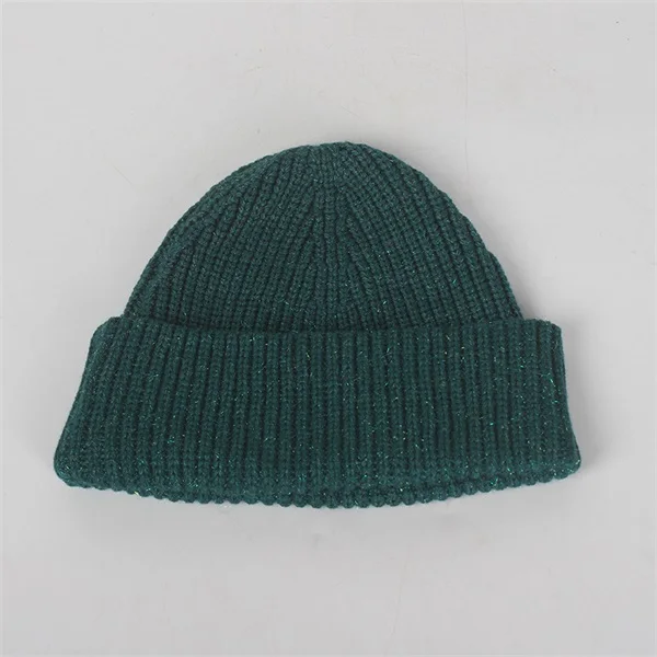 ROSELUOSI осень-зима Skullies Шапки для Для женщин Для мужчин Повседневное сочетание яркого шелка шапочки вязаная шапка Кепки капот роковой - Цвет: green