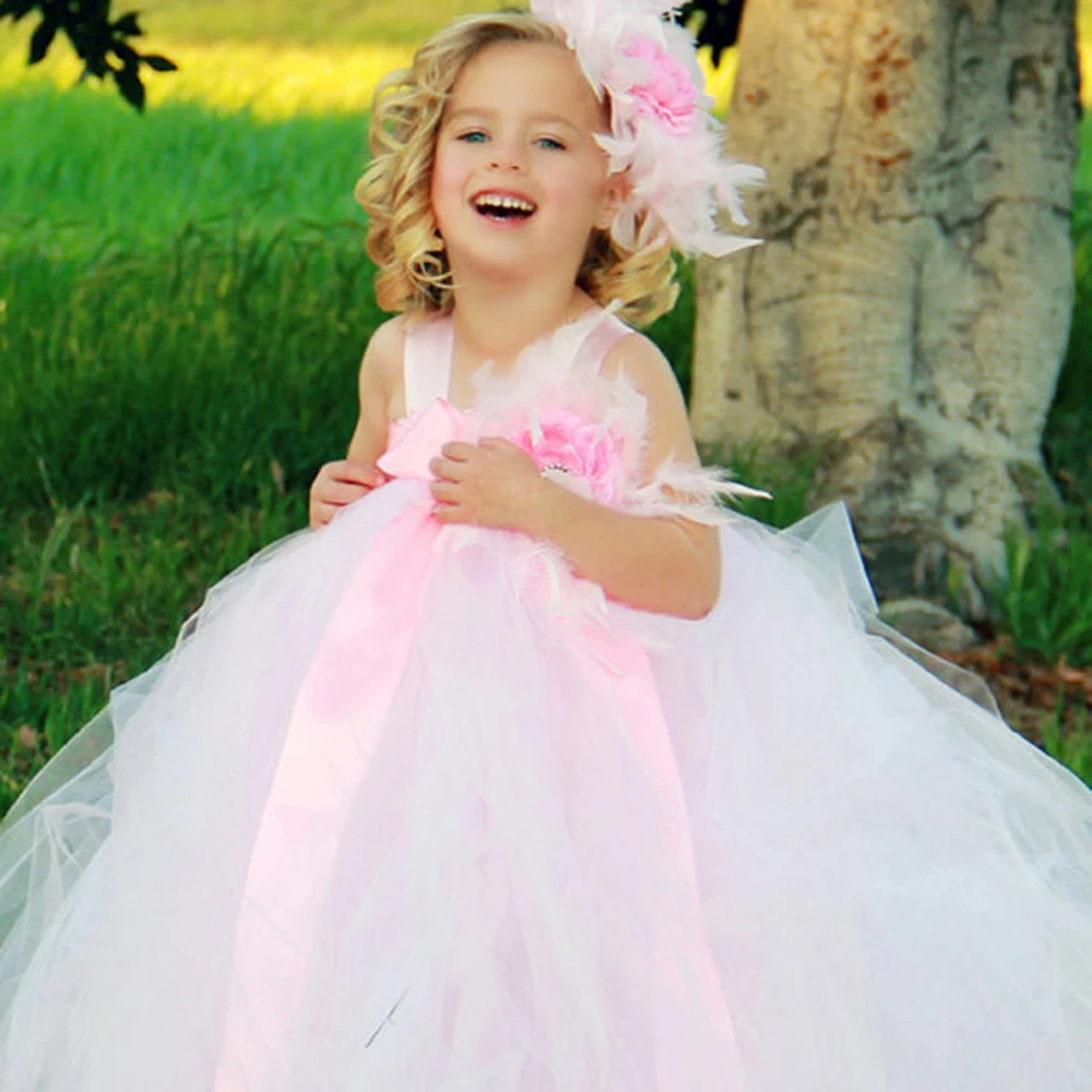 Princess Tulle Lace Tutu Ball Gown Long Flower Girl ...