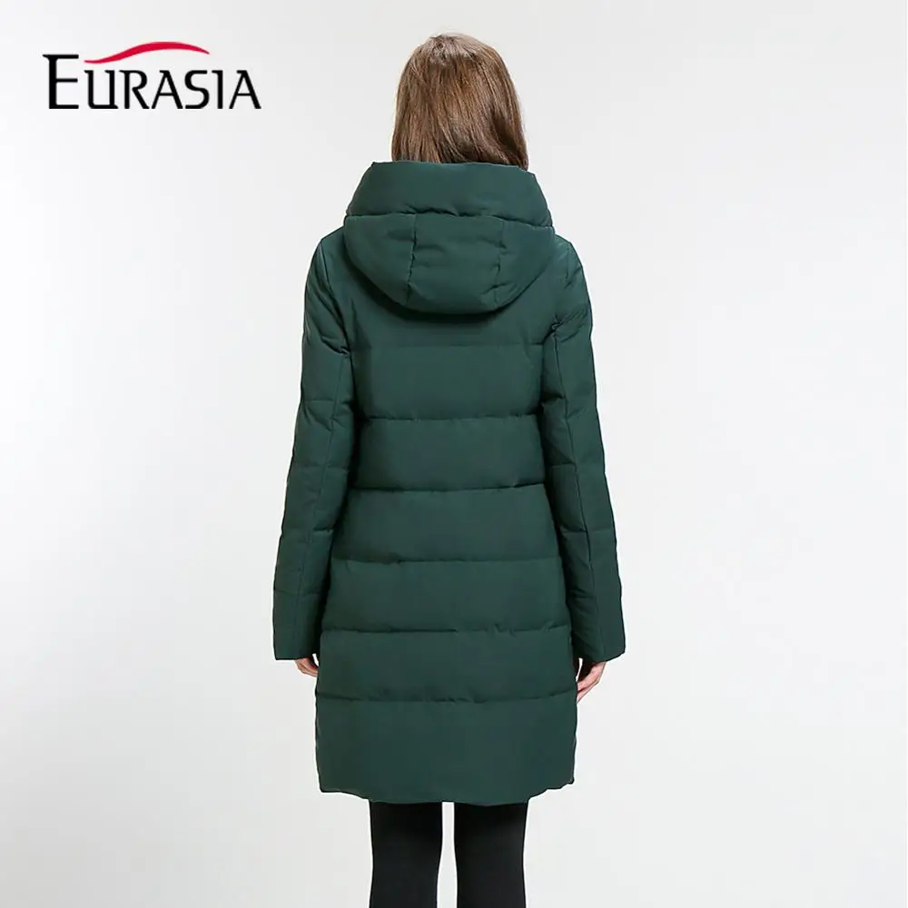 Eurasia New Women Winter Jacket Full Stand Collar Hooded Design Slim Outerwear Coat Warm Parka Lady Clothing Y1700010