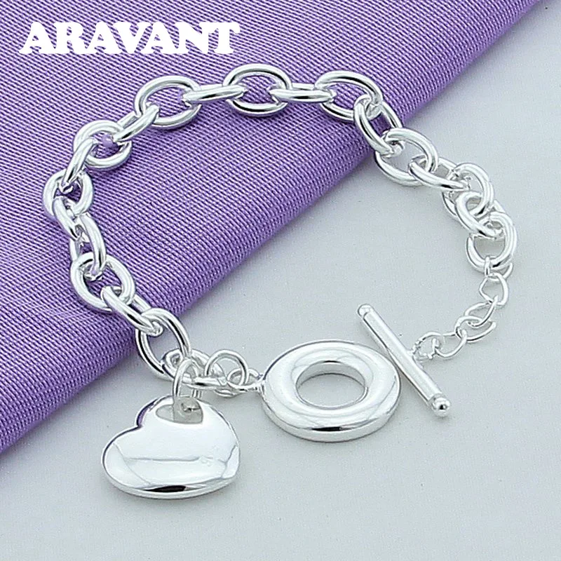 

New Fashion 925 Silver Romantic Love Heart Bracelets For Women Party Jewelry