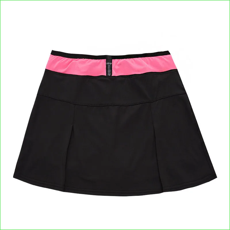 Быстросохнущая теннисная юбка со встроенным шорты кроссовки для бега, йоги юбка анти-воздействия - Цвет: Черный