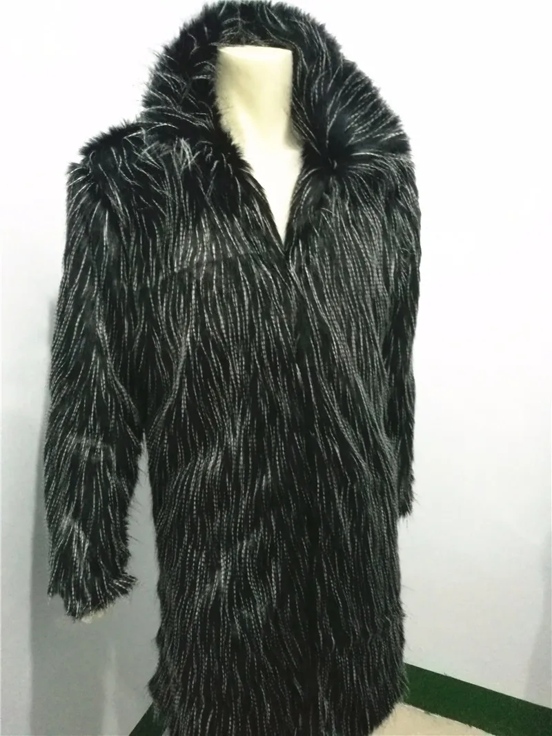 Мужские длинные пальто из искусственного меха, Зимние Модные утепленные куртки с лисьим мехом и отворотом разных размеров, теплая кожаная мужская куртка