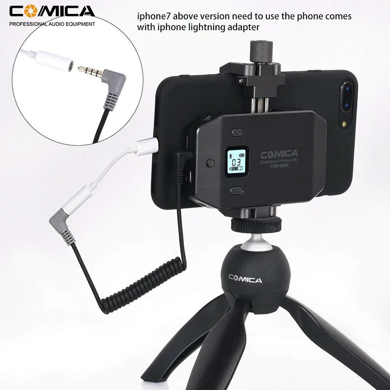  Comica CVM-WS50(C) 6 Channels Wireless Smartphone Lavalier Lapel Microphone System for iPhone Samsu