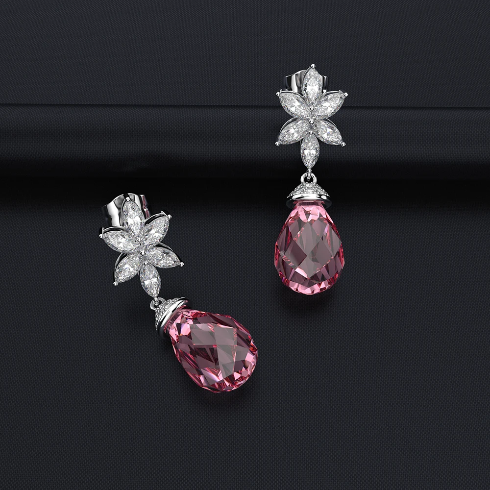 Серьги Wong Rain из стерлингового серебра 925 пробы с розовым сапфиром и изумрудом