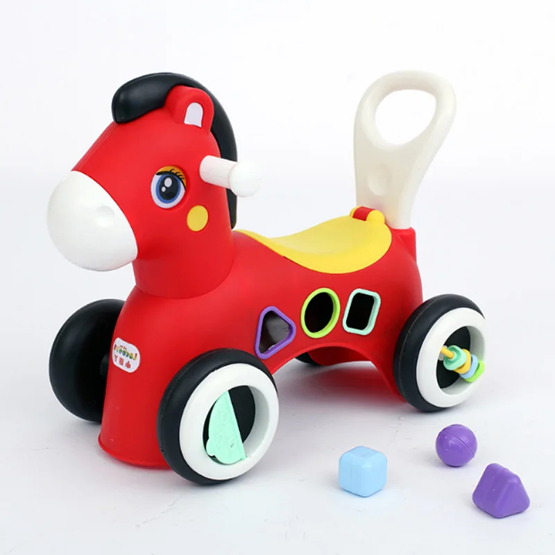Четырехколесный детский балансировочный велосипед для детей от 6 месяцев до 3 лет, светильник, портативный детский балансировочный велосипед, детские ходунки, без педалей - Цвет: red