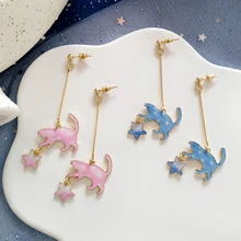 Модные милые серьги-гвоздики, модные классические серьги с кисточками, Женские Ювелирные изделия с металлическим принтом, цветные серьги-гвоздики "Звёзды" для женщин