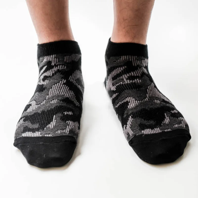 5 пар мужские носки до лодыжки Meias Демисезонный двойной иглой Гладкий Бесшовные уход за ногами хлопковые носки камуфляж Мода прочные носки