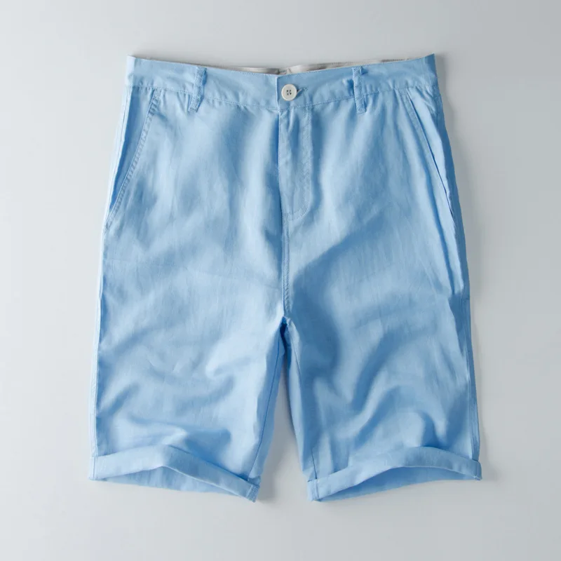 

Men 2019 Summer Fashion Brand Japan Style Vintage Simple Solid Color Cotton Linen Shorts Male Casual Straight Thin Beach Shorts