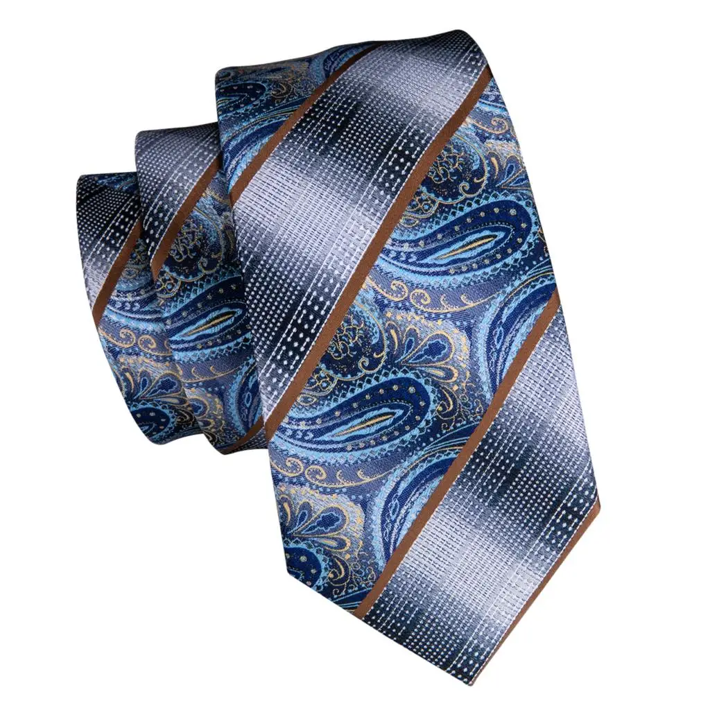 Hi Tie роскошный Шелковый мужской модный синий галстук Пейсли набор носовых
